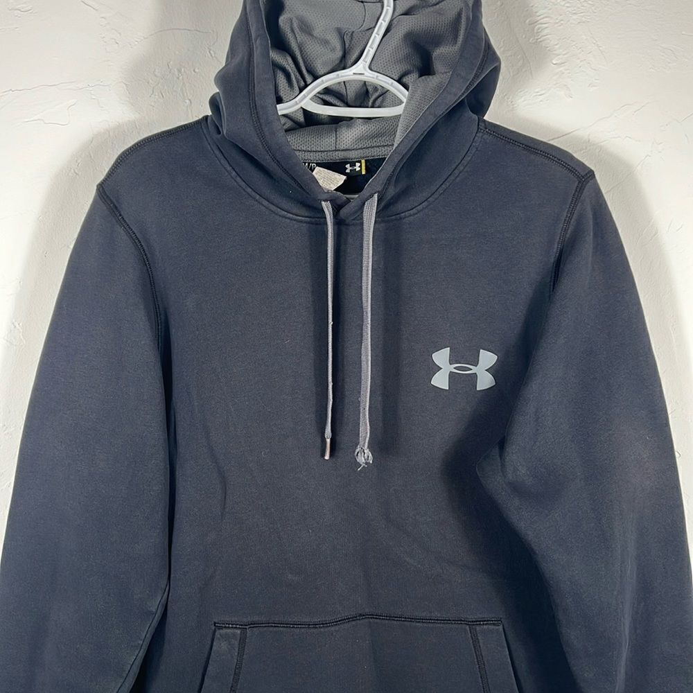 🔥 Vintage UNDER ARMOUR Quality HOODIE Sweatshirt - Black - Men Sz S - EXCELLENT